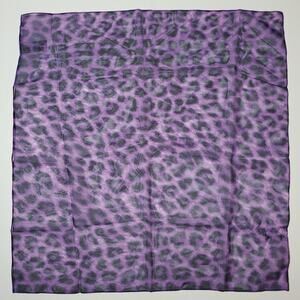 Made in Italy Symphony Scarf PURPLE LEOPARD Lightweight Chiffon SQUARE 21"